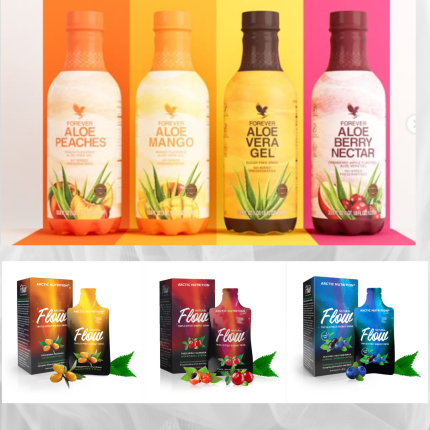 Aloe vera tuotteet ja Flow energiajuomat